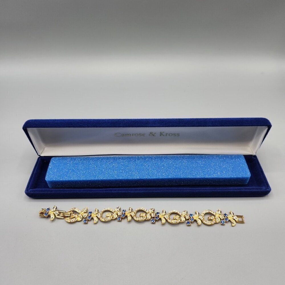 Camrose & Kross JBK Blue Faux Sapphire Clear Bracelet Jacqueline Kennedy Jackie